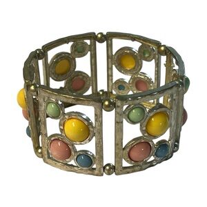 Vintage 1980’s Elasticized Cuff Bracelet Easter/Spring Pastel Colors